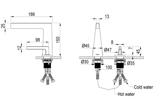 Смеситель Boheme Duo для раковины, 2х-позиционный BRUSHED BRONZE