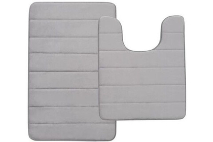 Набор ковриков для ванной и туалета с эффектом памяти Home One стеганый 50х80, 50х60 U-shape, светло-серый