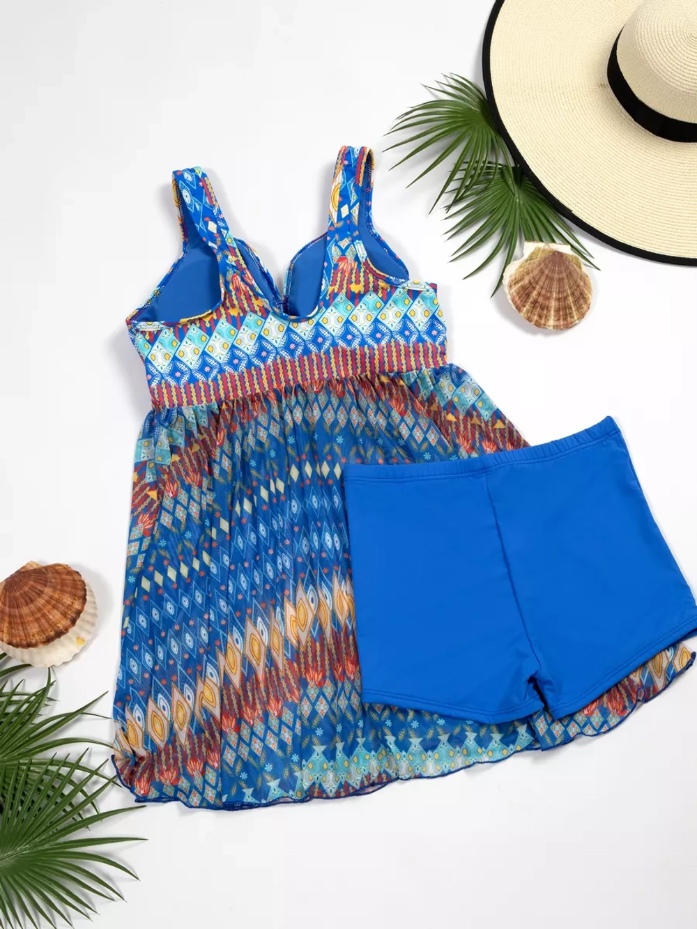 Купальник раздельный танкини с шортами