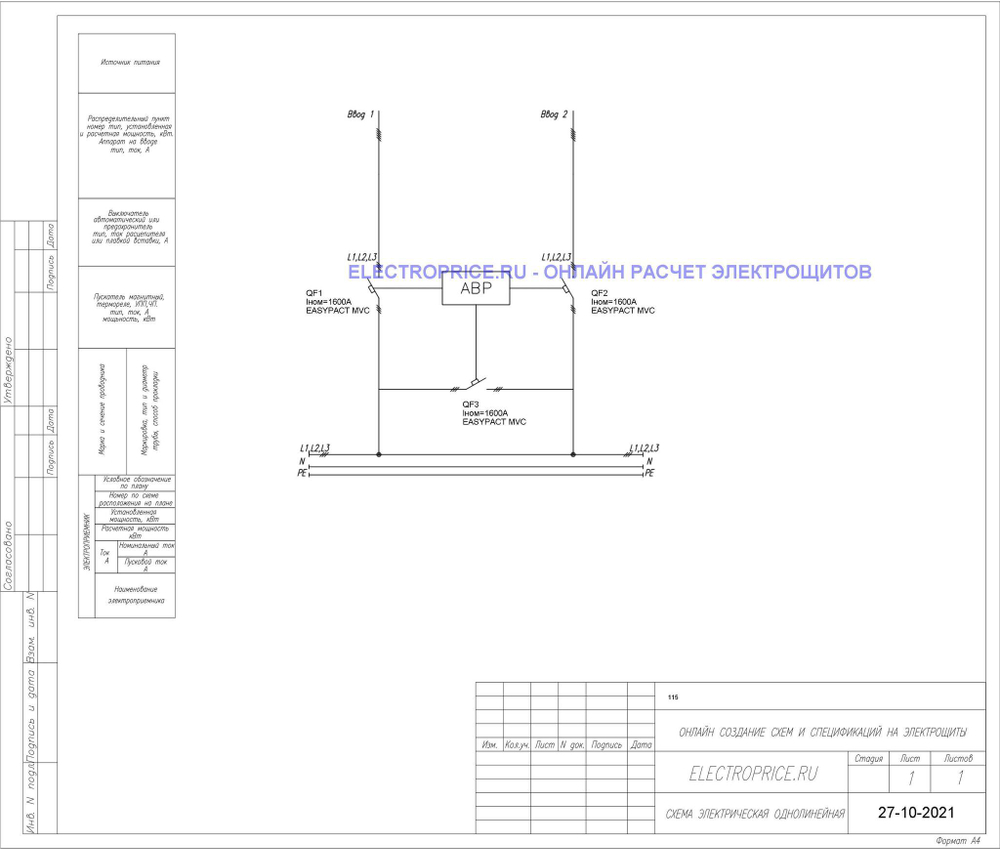 Шкаф АВР 1600А 2 ввода IP54 с секционным автоматом Schneider Electric