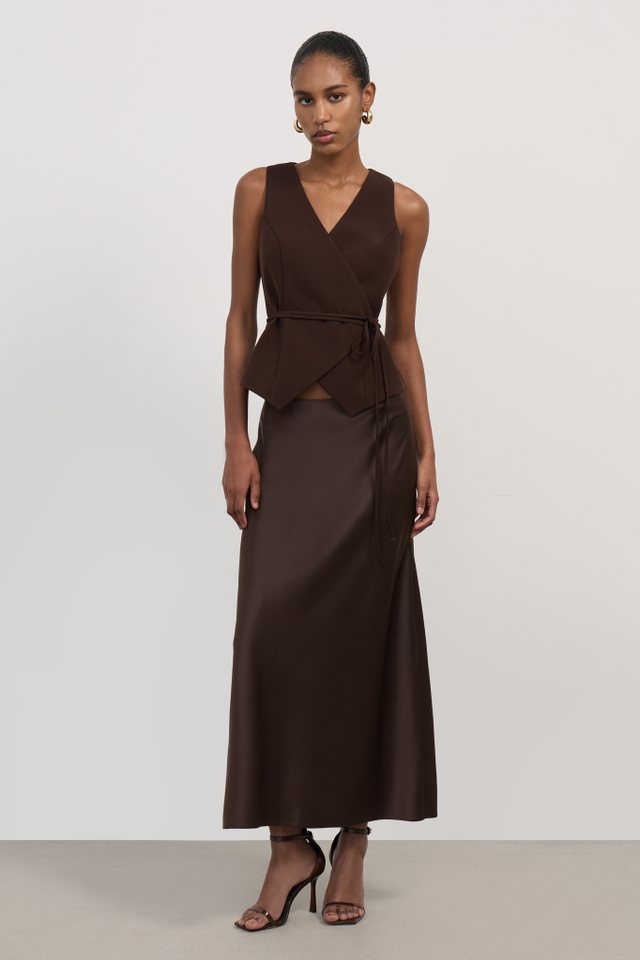 Юбка миди из атласа