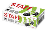 Зажим канцелярский STAFF EVERYDAY, 25 мм, черные, 12 штук в картонной коробке