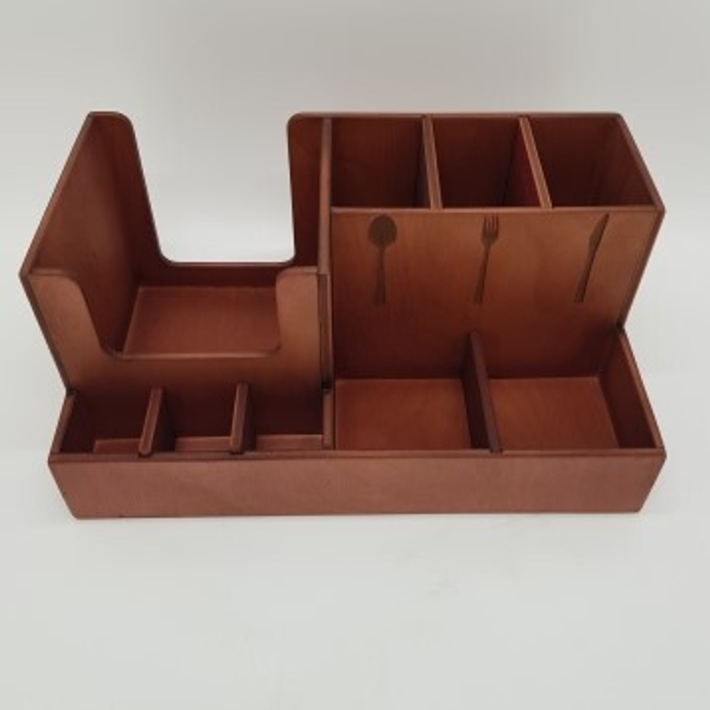 Органайзер для столовых приборов; фанера; махагон;H=140,L=310,B=185мм