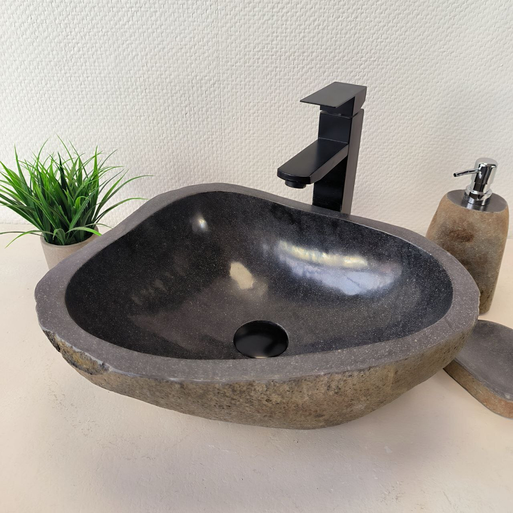 Раковина из речного камня RS-66025 43х37х15 из натурального камня