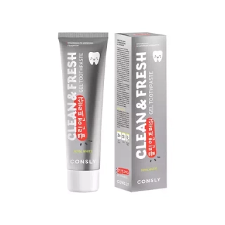 Зубная паста гелевая отбеливающая с фтором CONSLY Clean&Fresh Gel Toothpaste Total White 105 гр