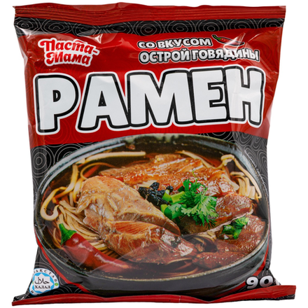 Лапша Паста Мама Рамен со вкусом острой говядины 90 гр