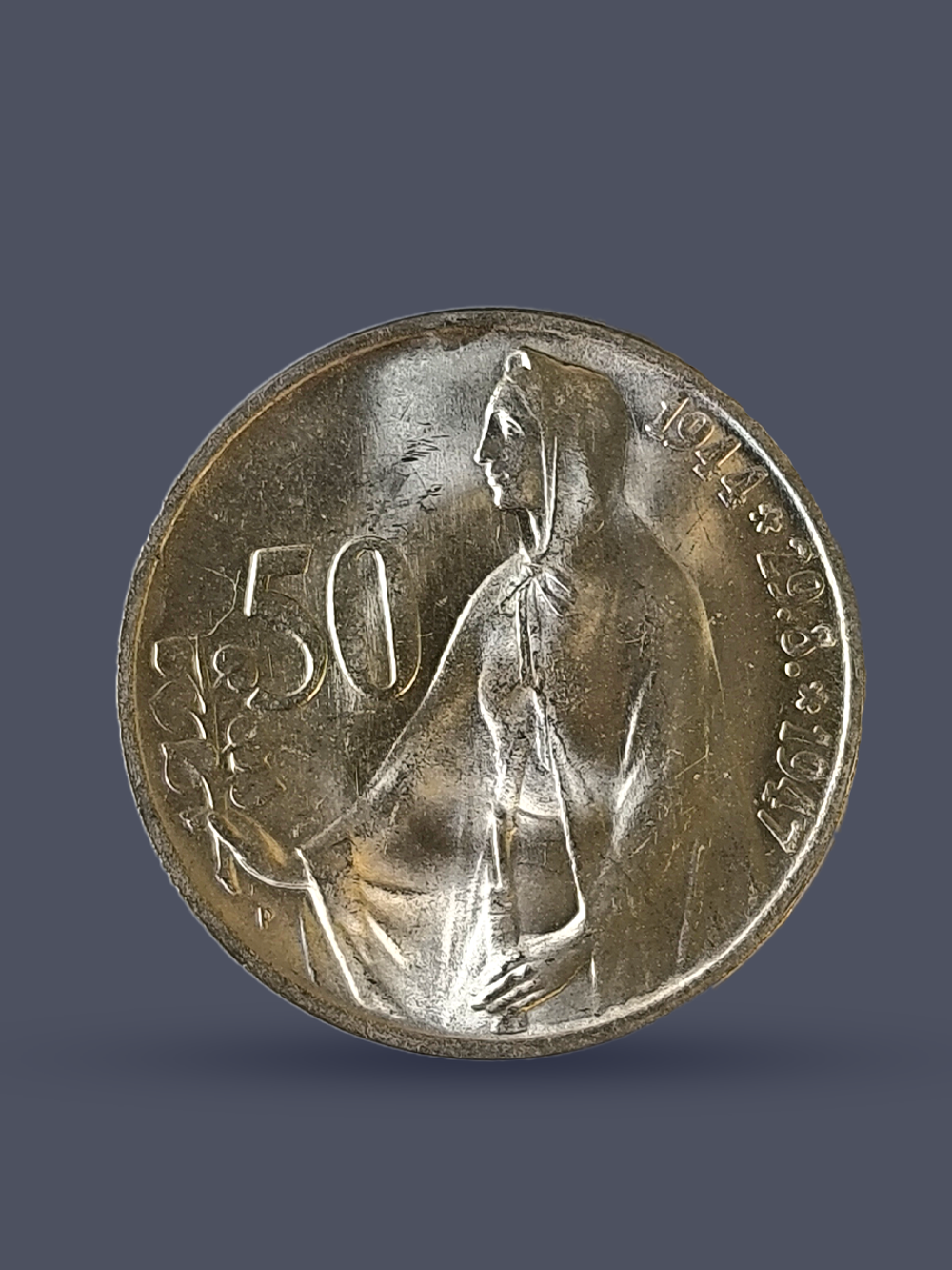 Монета 50 крон (korun) 1947 "3 года Словацкому восстанию"