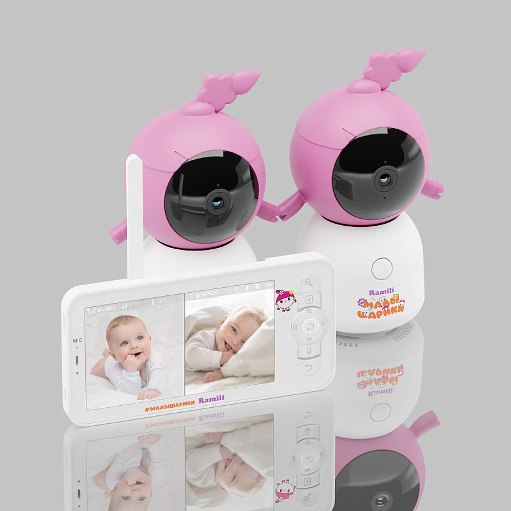 Видеоняня Ramili Baby RV100X2NUSHA Нюша, Малышарики, с креплениями