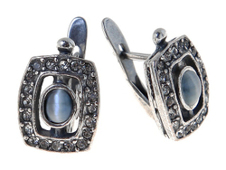 "Парадиз" серьги в серебряном покрытии из коллекции "Самоцветы" от Jenavi  с английским замком