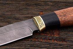 Нож туристический Эльбрус Лесник, клинок 115мм, дамаск