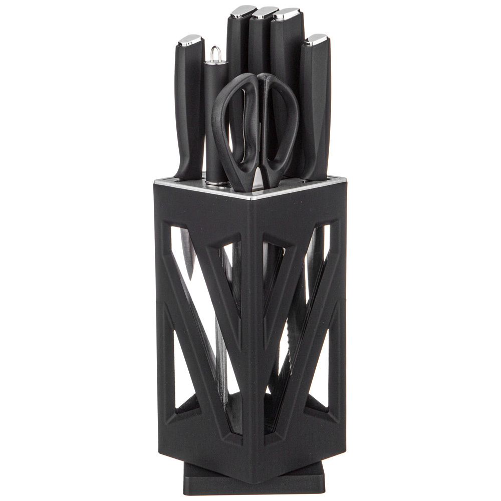 НАБОР НОЖЕЙ AGNESS НЖС НА ПЛАСТИКОВОЙ ВРАЩАЮЩЕЙСЯ ПОДСТАВКЕ 8 ПР.