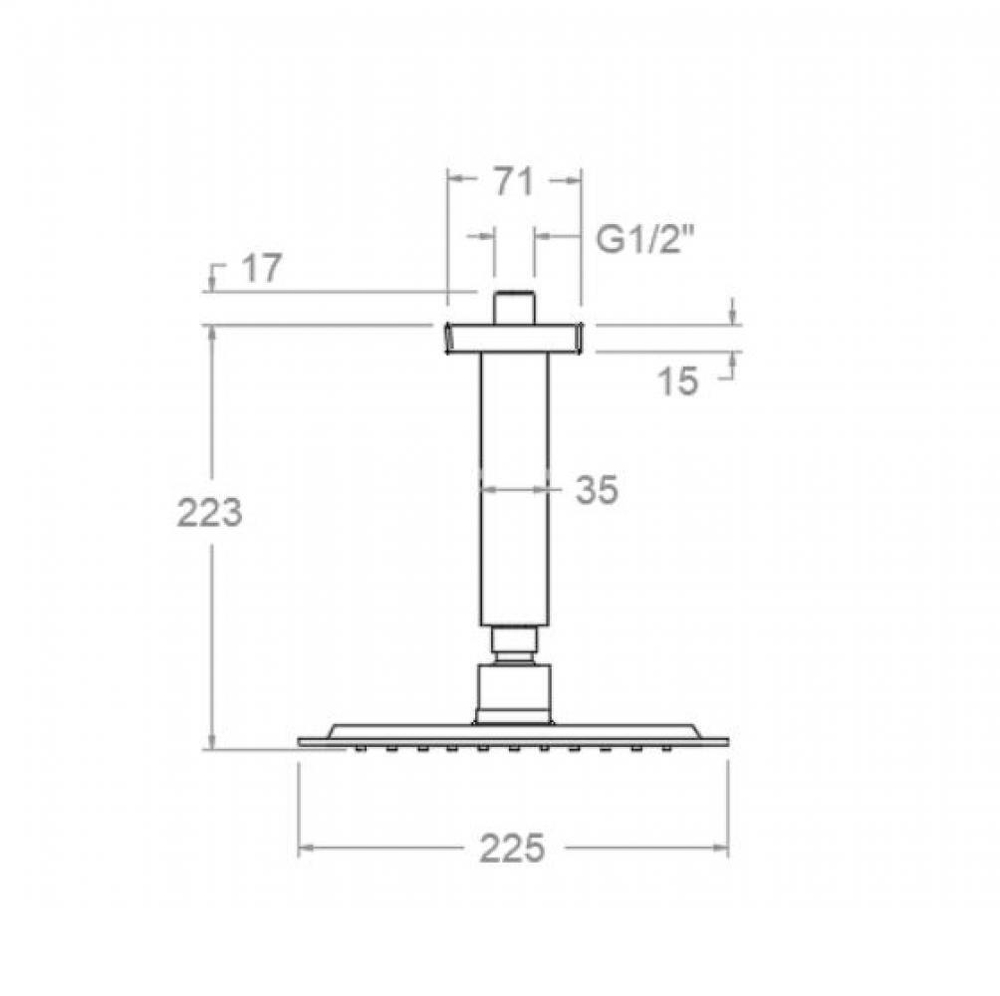 Тропический душ потолочный квадратный нерж.сталь BVK02RPK225