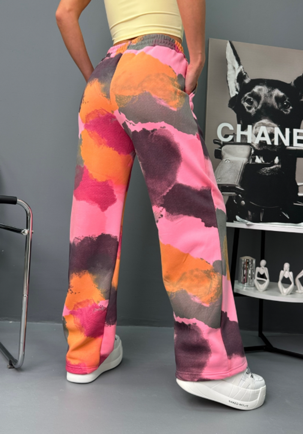 Оптом штаны с начесом женские 42-50 оранжевые