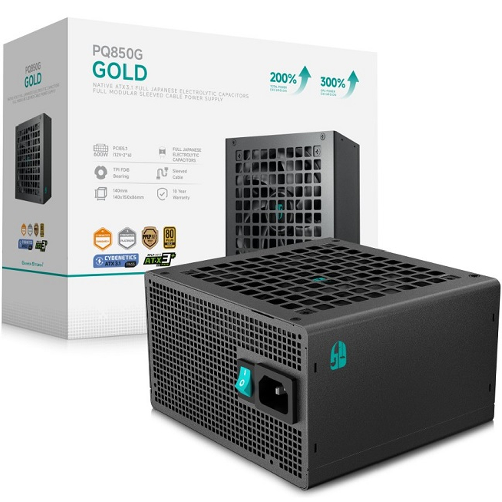 Блок питания Deepcool 850W PQ850G, модульный, 16 Pin PCIe 5.0, 80 PLUS Gold (R-PQ850G-FD0B-WGEU-V1)