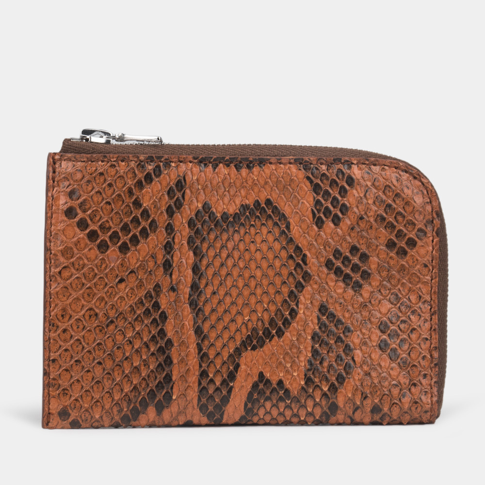 Мини-кошелек Aven из кожи питона карамельного цвета