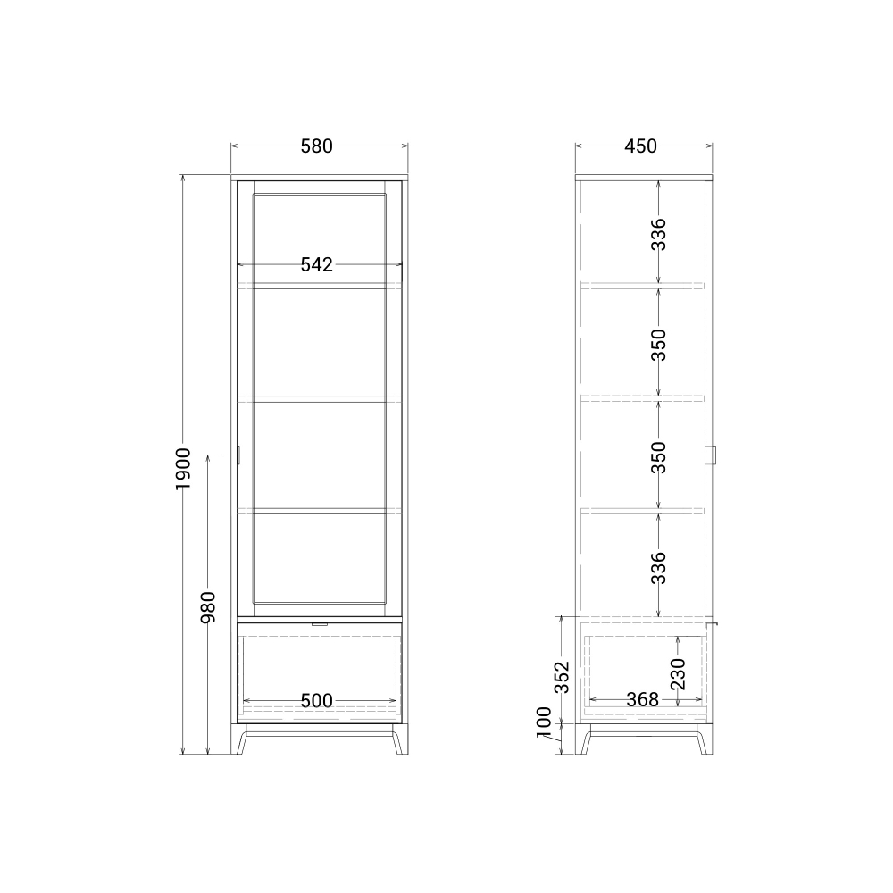 Узкая витрина Case CS162