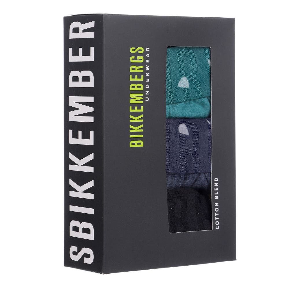 Мужские трусы брифы (зеленый, синий, черный) набор 3 в 1 Bikkembergs BKK1USP14TR