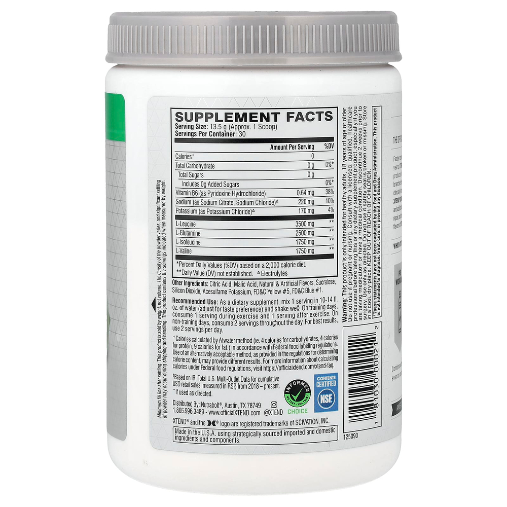 XTEND, 7 г BCAA, сок из лимона и лайма, 405 г (14,3 унции)