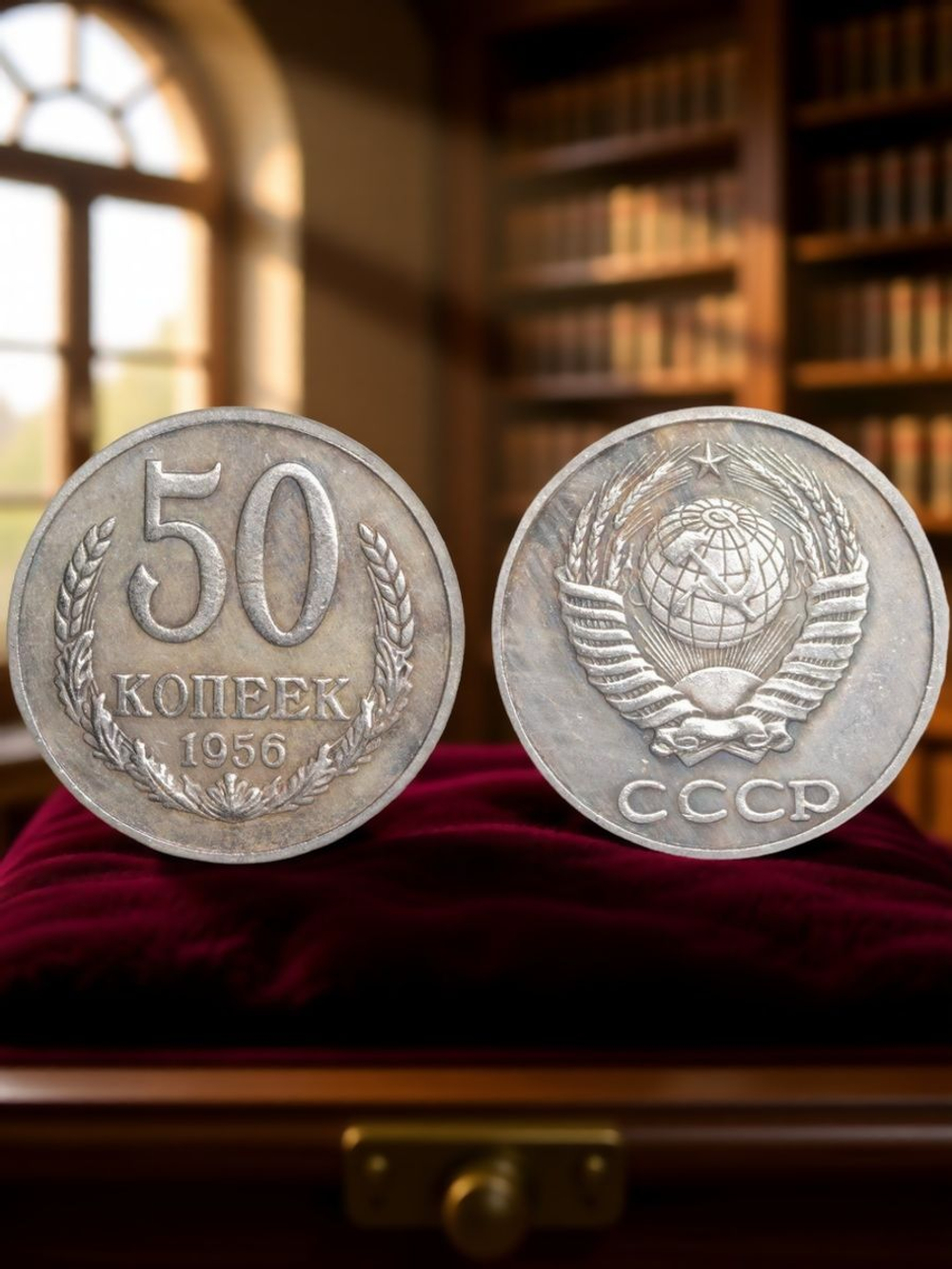 50 копеек 1956 года Проба СССР Копия пробной советской монеты посеребрение