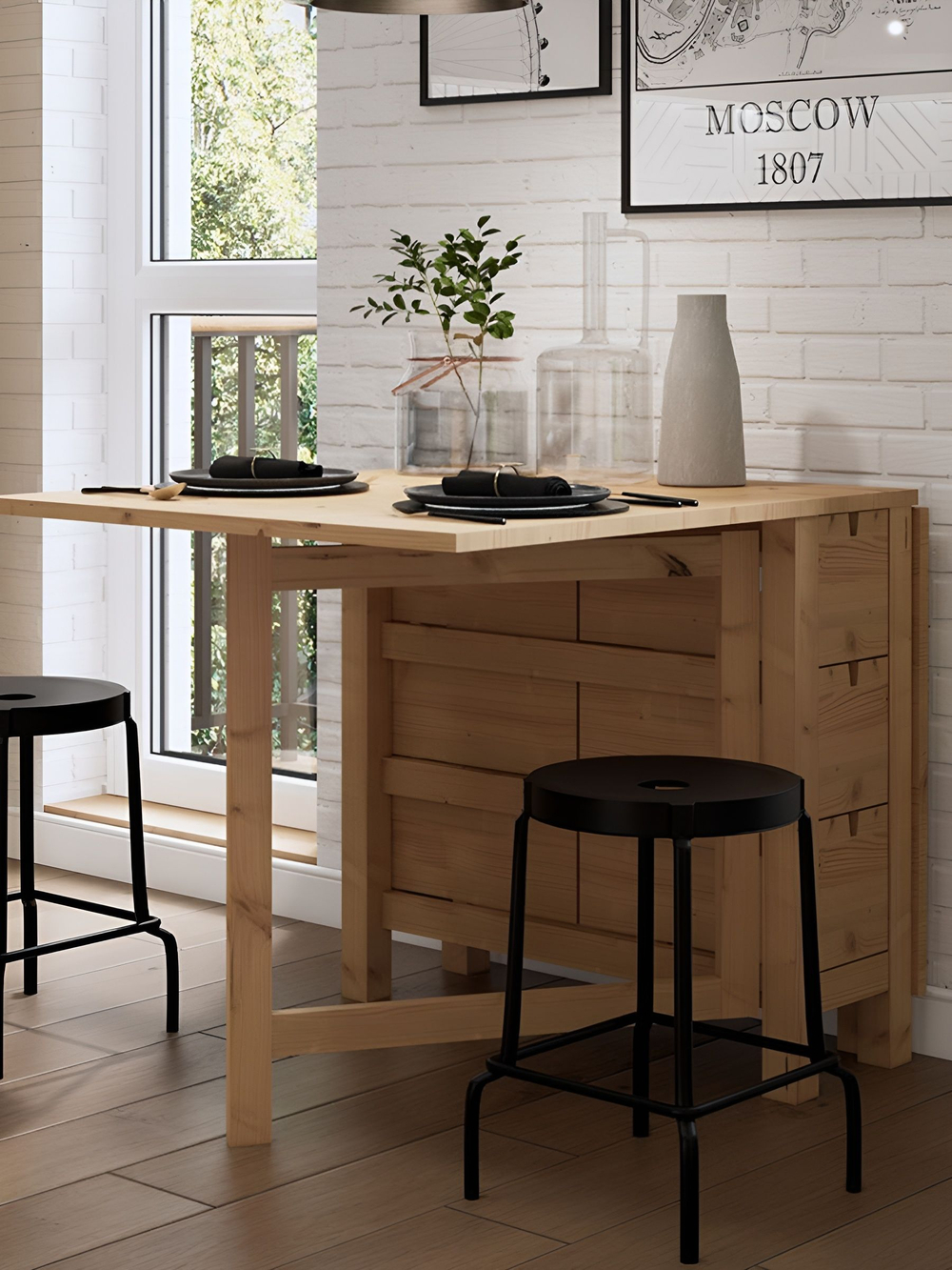 IKEA Обеденный стол раздвижной STORNAS, 201/293*105, из массива сосны, коричневый, ШАНЬ (СТОРНАС ИКЕА)