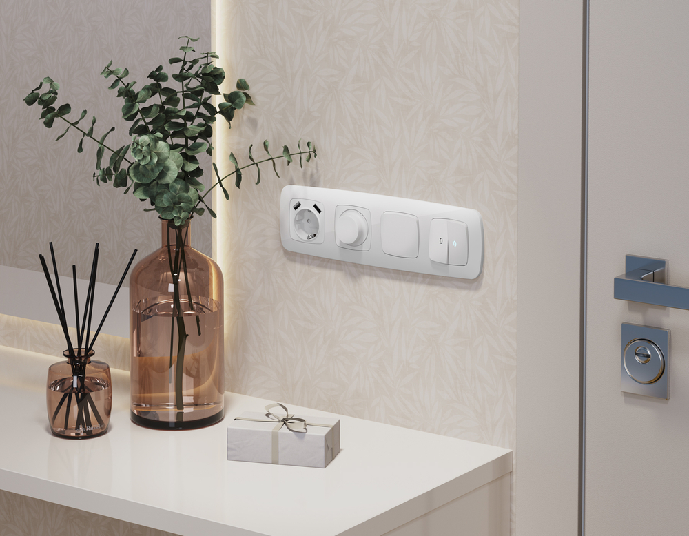 MO125510 Комплект механизма светорегулятора универсального OMEGA Белый матовый 25-600W/LED 5-300W QUANT (OP1255, VM136)