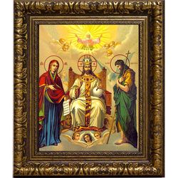Спаситель на троне с предстоящими. Икона на холсте.