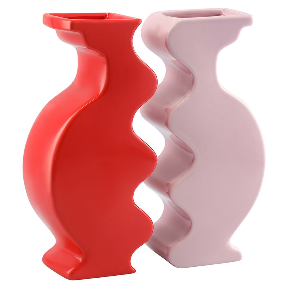 Набор из 2-х ваз Love Puzzle, 25 см, красная/розовая