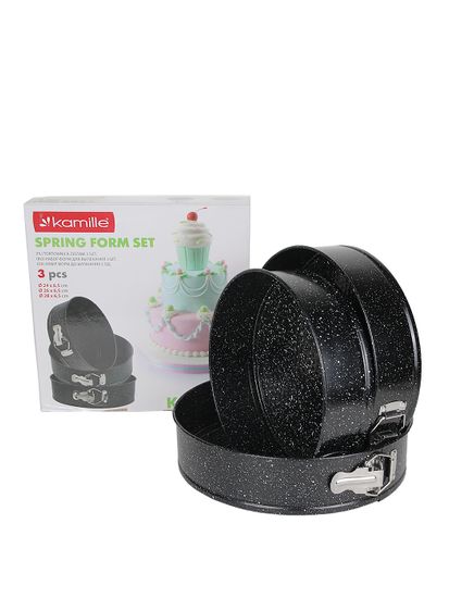 Набор разъемных форм для выпечки 3 шт. Kamille KM-6031 (d24/26/28х6,5 см) из углеродистой стали