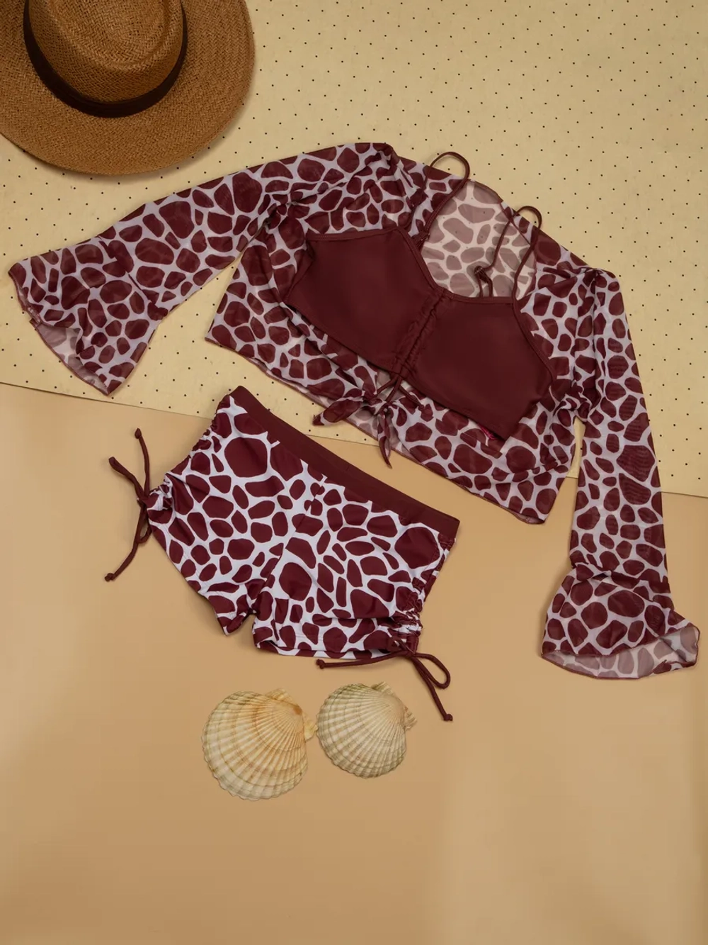 купальник раздельный 3 в 1 с шортами и топ парео