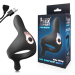 Черное перезаряжаемое эрекционное кольцо с 2 отростками (Цвет: черный)