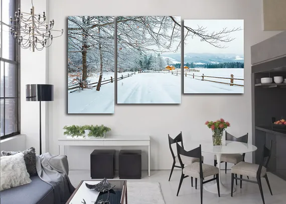Модульная картина "Дорога в снегу"