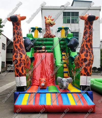 Надувной батут-горка "Веселые жирафы", 7*3,5*5 м