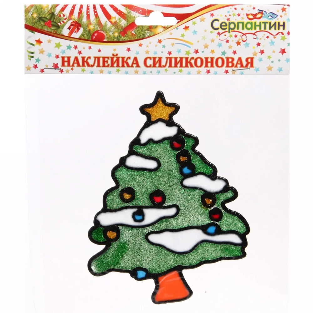 Наклейка на стекло 19*19 см,»Снежная елочка»