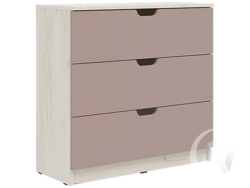 Комод 3 ящика (800) Детская Юниор-4 (дуб крафт белый/шарли pink)