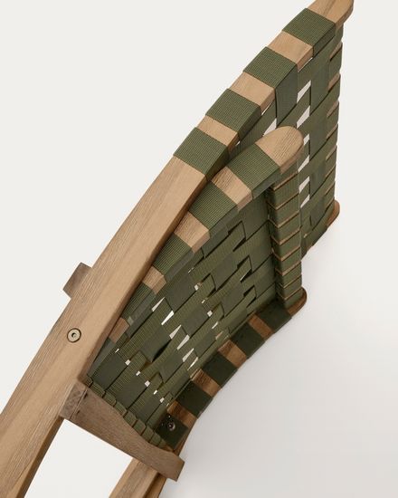 Складное кресло Chabeli из массива акации и шнура зеленого цвета La Forma Испания 