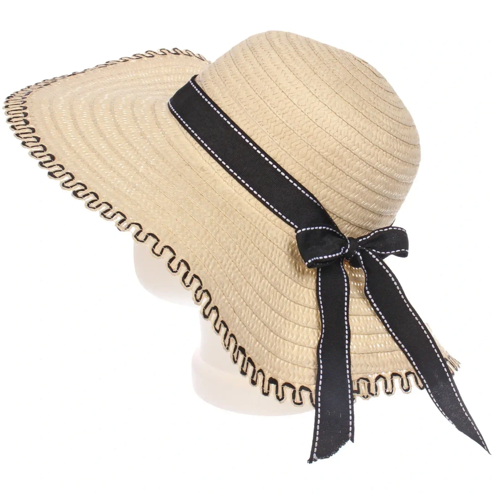 Шляпа женская с широкими полями «TiraMiSu- Майли», цвет айвори, р58, ширина полей 11см