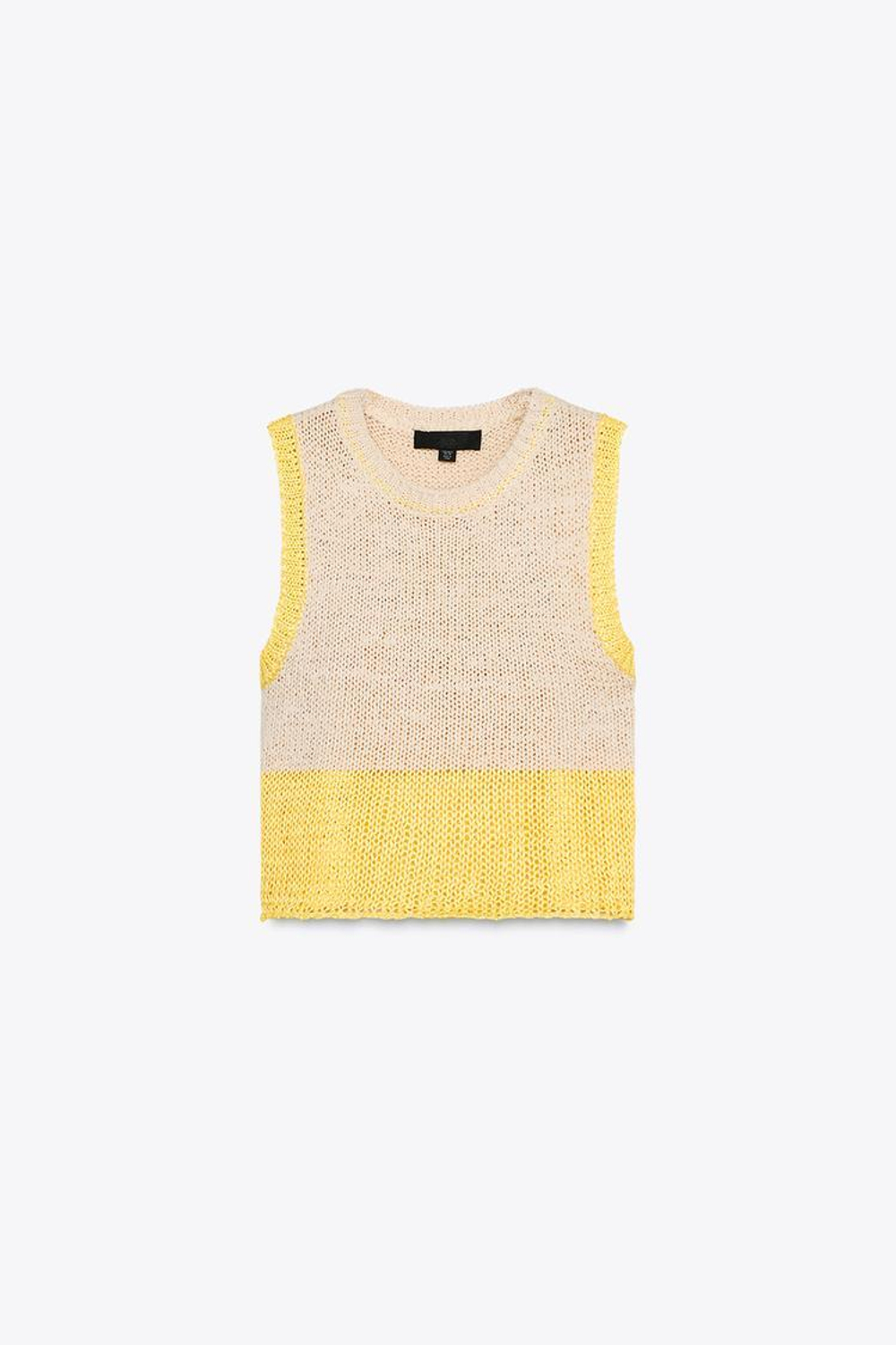 ZARA УКОРОЧЕННЫЙ ТРИКОТАЖНЫЙ ТОП, СВЕТЛО-БЕЖЕВЫЙ