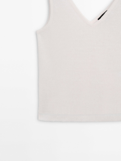 Massimo Dutti Топ из 100% льна на бретелях, кремовый