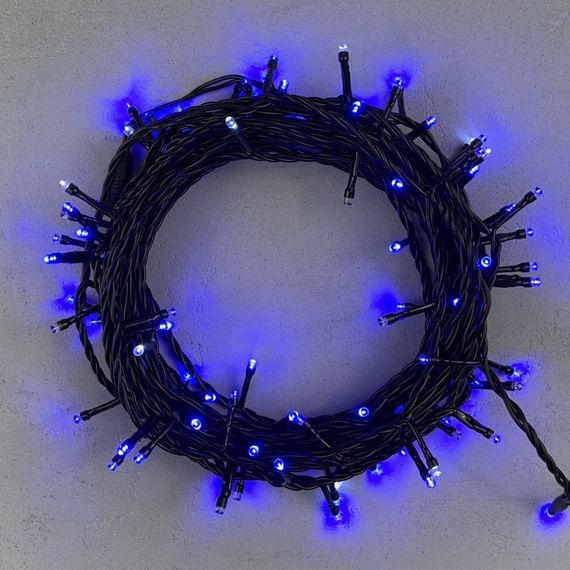 Светодиодная нить 100 синих LED ламп с мерцанием, 10 м., 24В., черный провод ПВХ, LTC (PST100BLW-11-1B)
