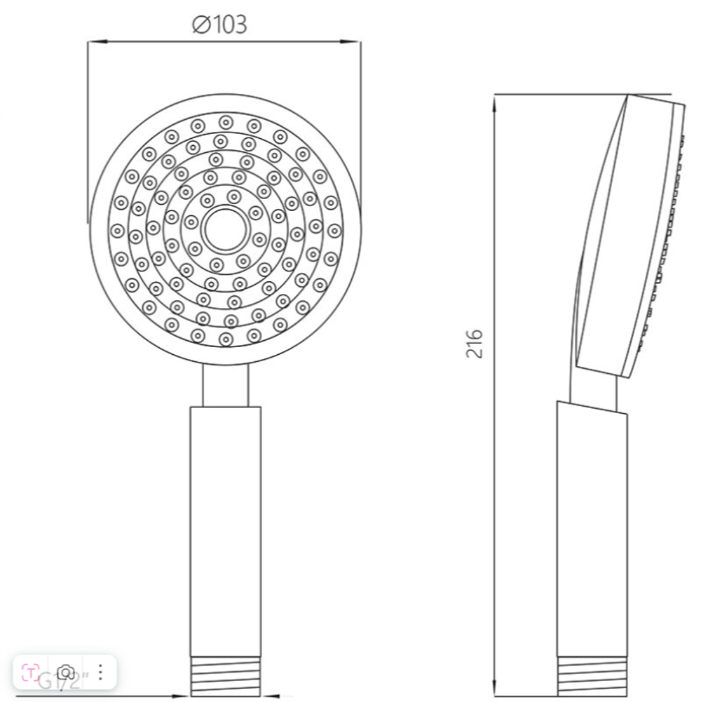 Лейка для душа 1 режим D100 мм MeloDia Della Vita MKP20587