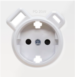 Накладка для розетки Schuko с зарядным устройством USB A+C, с защитными шторками, белый, серия R98