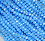 БН019ДС46 Хрустальные бусины "рондель", цвет: ярко-голубой AB непрозр, 4х6 мм, кол-во: 58-60 шт.