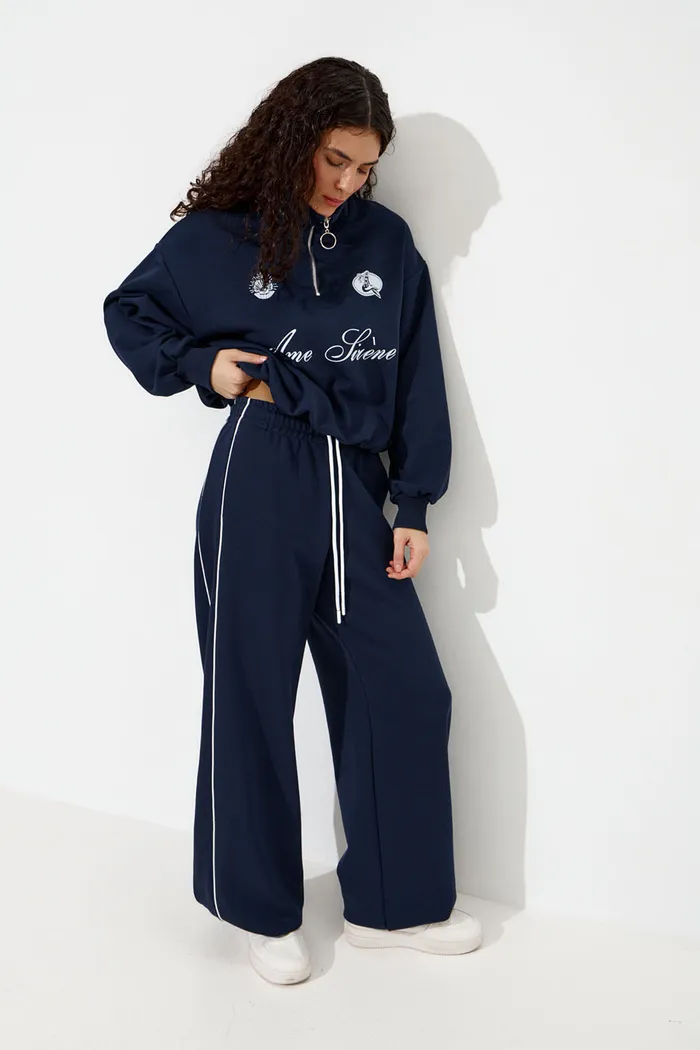 Олимпийка с короткой молнией "Âme Sirène" цвета нейви