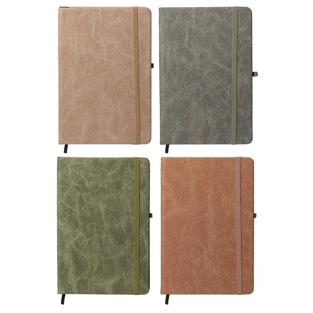 Записная книжка Basir на резинке, формат А6, переплет из кожзама под мрамор, 14*9 см, 80 листов