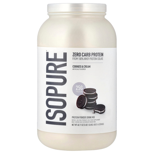 Isopure, Zero Carb, протеиновый порошок со вкусом печенья и крема, 1,36 кг (3 фунта)