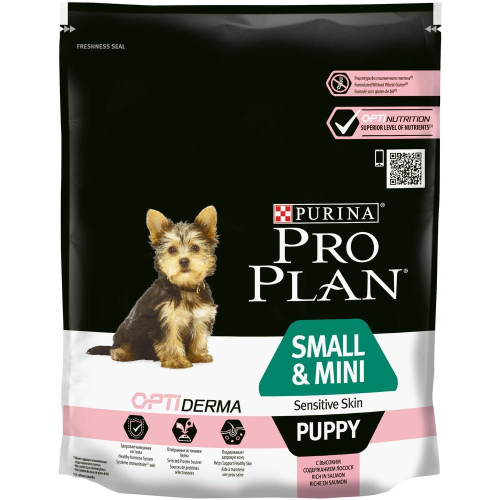 Сухой корм для щенков мелких пород с чувст. кожей, Лосось Pro Plan puppy OptiDerma Small &amp; Mini 700г