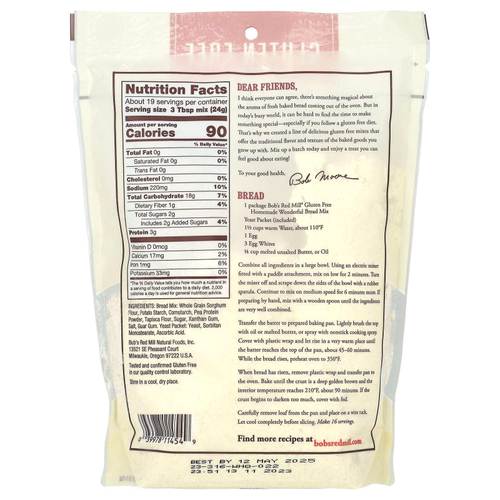 Bob's Red Mill, смесь для домашнего хлеба Wonderful, без глютена, 454 г (16 унций)