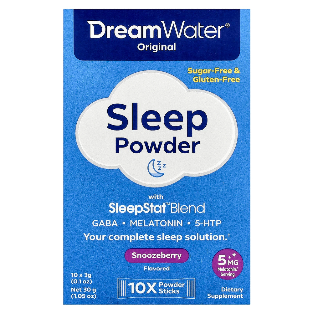 Dream Water, Оригинальный порошок для сна со смесью SleepStat ™, ягоды для сна, 10 пакетиков по 3 г (0,1 унции)