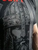 Футболка тренировочная мужская черная LEGENDA Русич красный