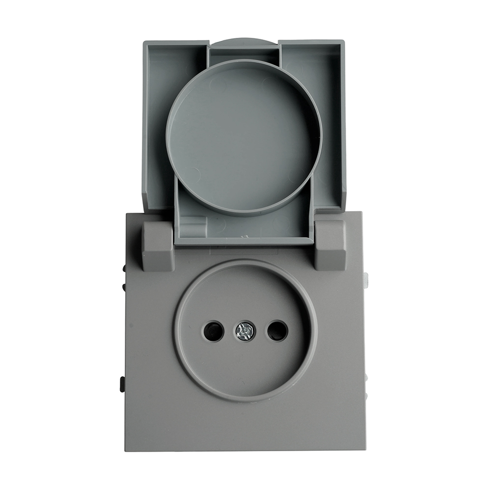 Розетка 1-местная с крышкой с защ. штор, STEKKER, б/з, 250В, 16А, серия Эмили, RST16-5113-10, платиново-серый, soft touch 49956